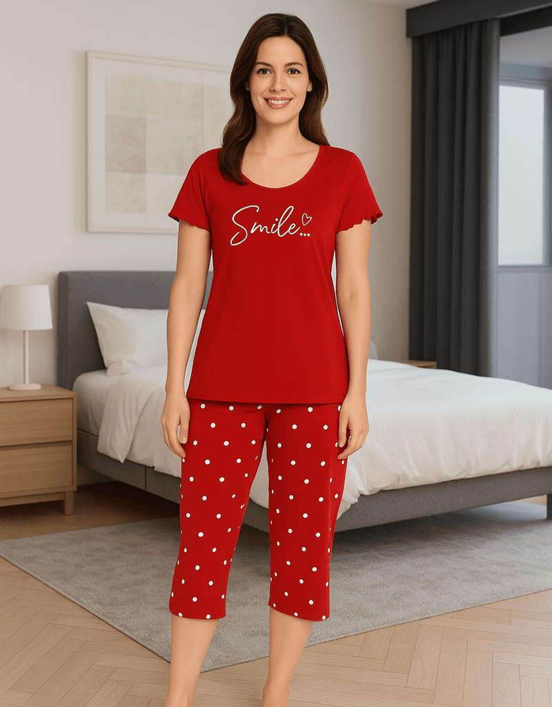 KB Damen Schlafanzug 3/4 Hose Caprihose