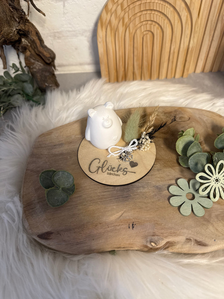 KB Deko Geschenkset Bär, Glücksbringer Bär, kleines Dankeschön, "Glücksbärchen", Neujahrs Geschenk, Kleinigkeit, Geschenk, Beton Keraflott / Raysin
