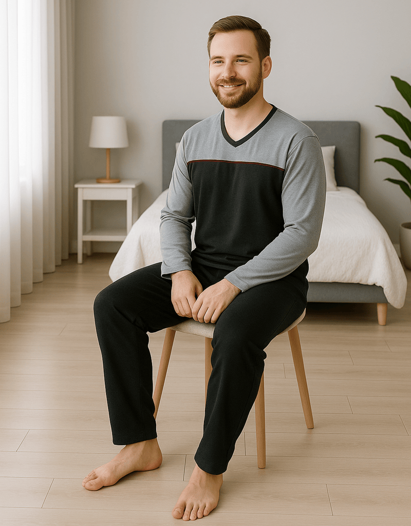 KB Schlafanzug Herren Herren Schlafanzug lang  100% Baumwolle