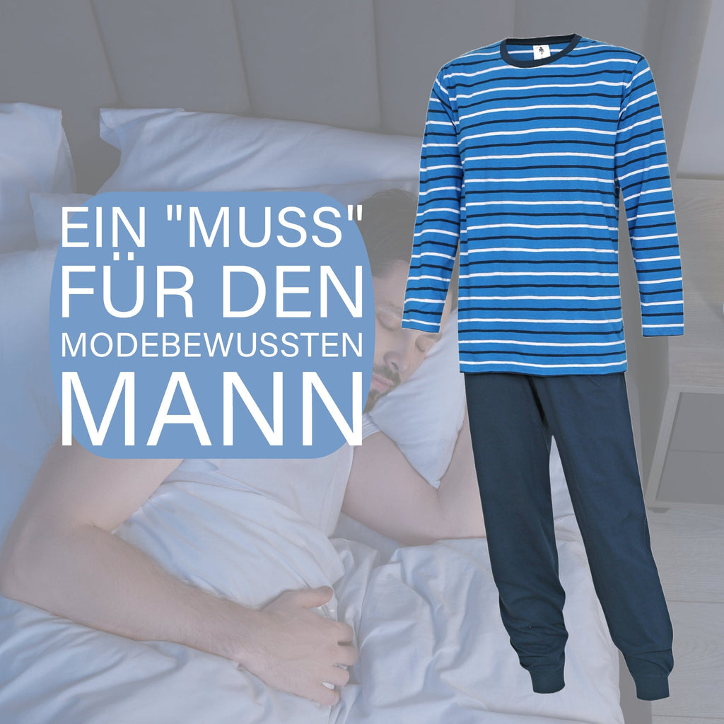 KB Schlafanzug Herren Herren Schlafanzug lang blau - 100% Baumwolle