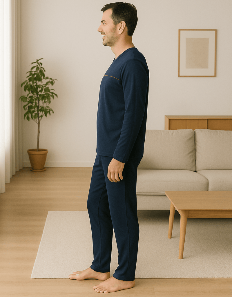 Komfortabler Herren Pyjama große Größen – zweiteiliges Schlafanzug Set mit V-Ausschnitt und Hose, perfekte Nachtwäsche für Männer in Übergröße