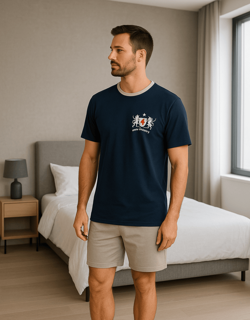 KB Schlafanzug Herren Schlafanzug kurz dunkelblau - 100% Baumwolle