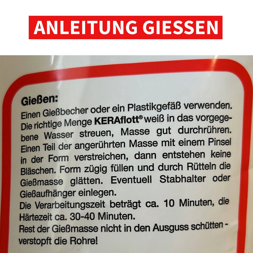 KERAflott Reliefgießpulver weiß 2 x 5 kg Sack mit Gipsbecher - KB Socken