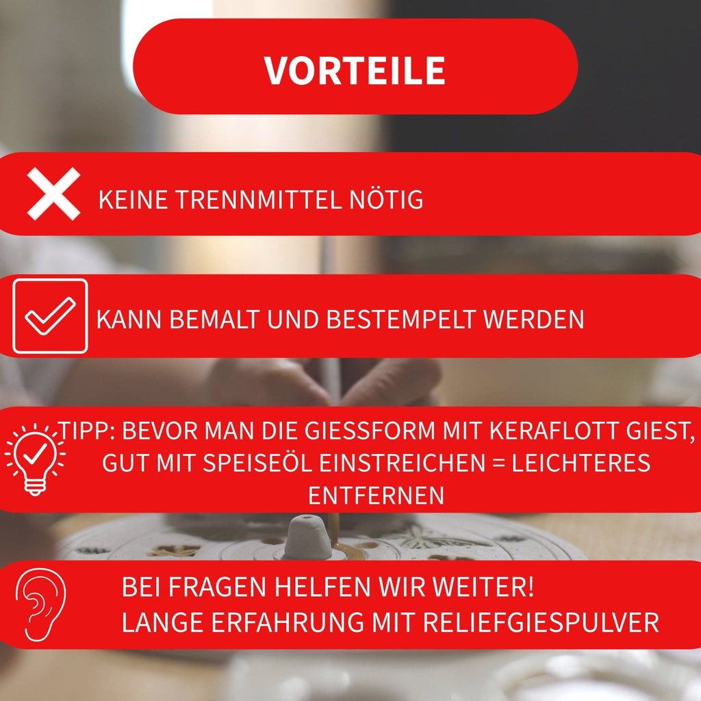 KERAflott Reliefgießpulver weiß 2 x 5 kg Sack mit Gipsbecher - KB Socken