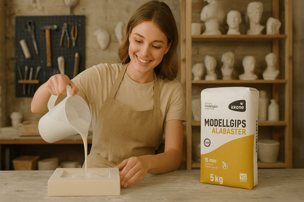Krone Alabaster Gips 5 kg – Feiner Modellgips für Gießformen & Basteln - KB Socken
