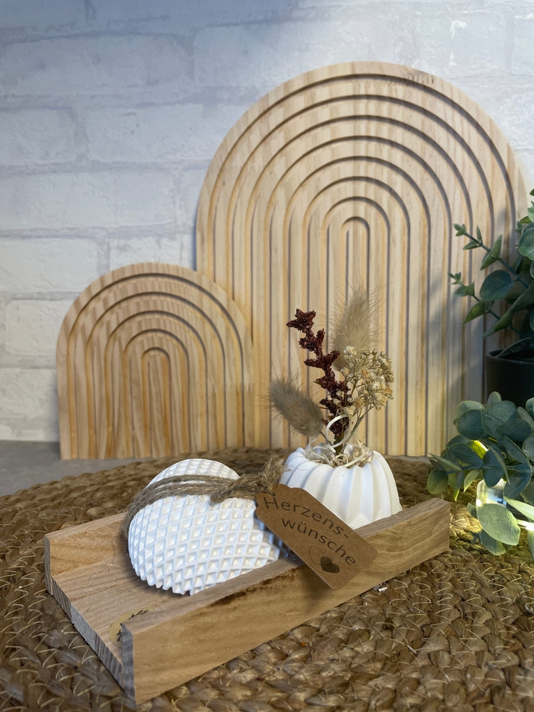 Tablett Set mit Pustekuchen und Herz - Geschenk Set Damen Handmade - KB Socken