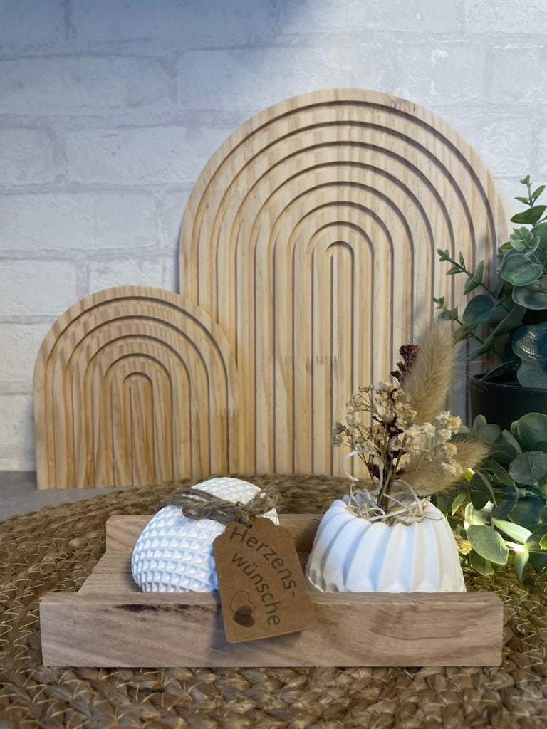 Tablett Set mit Pustekuchen und Herz - Geschenk Set Damen Handmade - KB Socken