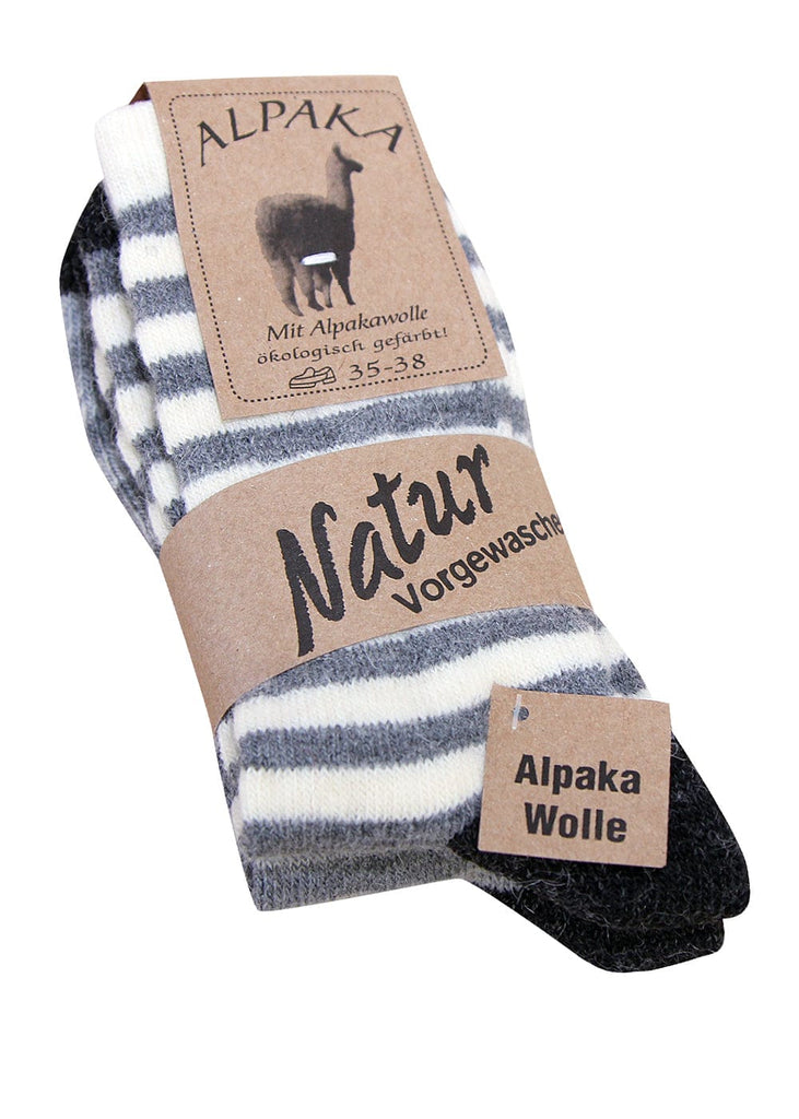 Alpaka Ringelsocken grau - 2 Paar - KB Socken