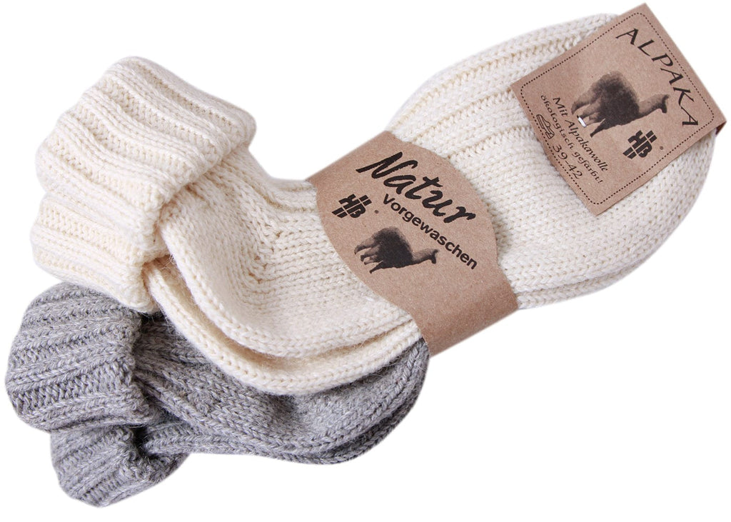 Alpakasocken mit Umschlag – weich, warm & naturbelassen – 2 Paar - KB Socken