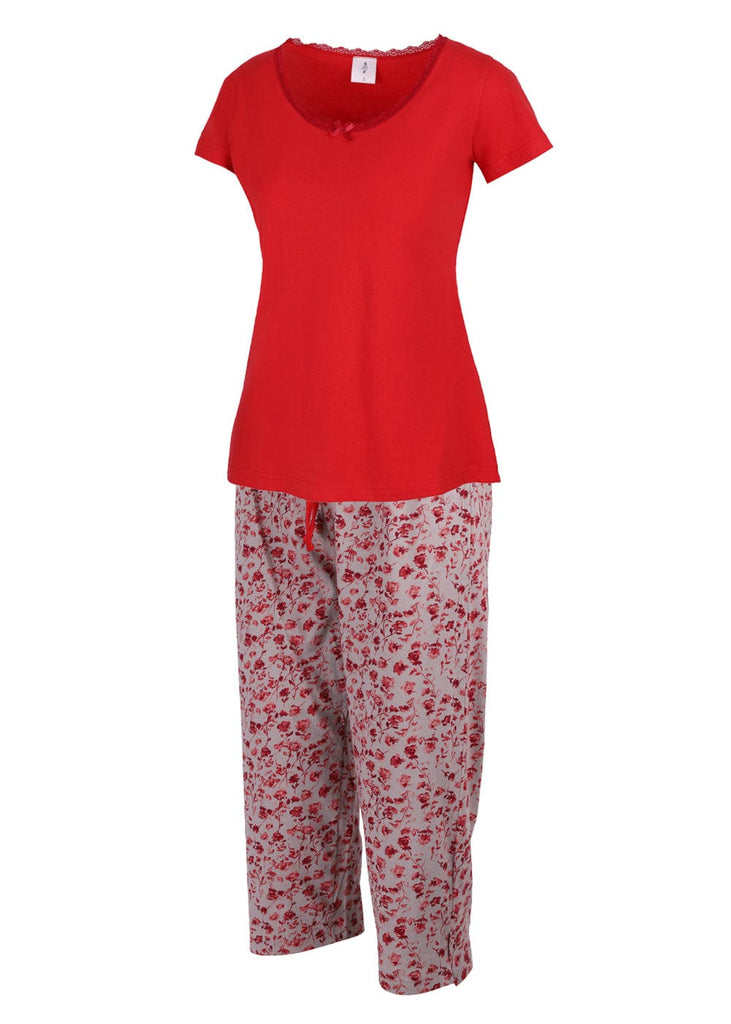 Damen Schlafanzug mit 3/4 Hose – 100 % Baumwolle | KB Socken - KB Socken