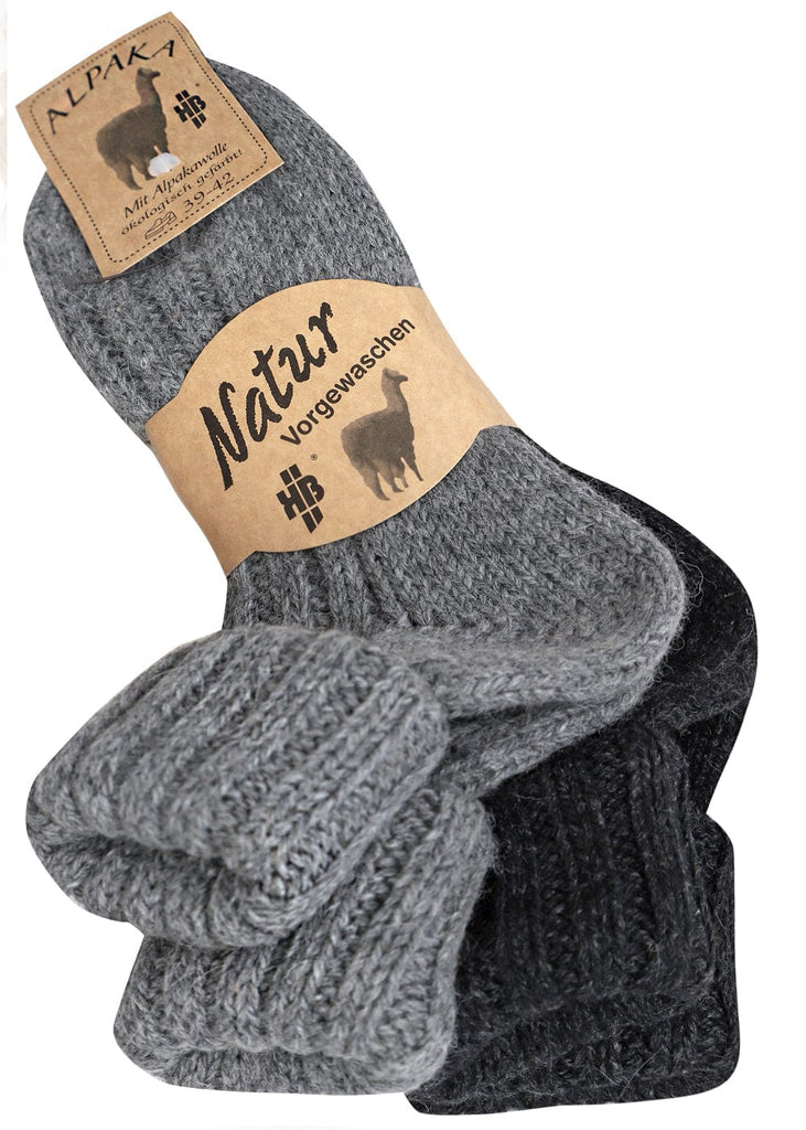 Dickgestrickte Alpakasocken mit Umschlag – 2 Paar warm & weich - KB Socken