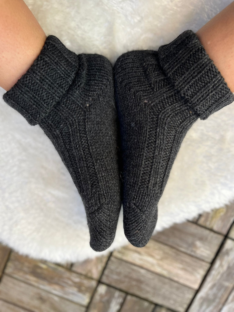 Dickgestrickte Alpakasocken mit Umschlag – 2 Paar warm & weich - KB Socken