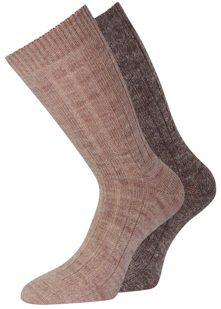 Feingestrickte Alpakasocken – 2 Paar Naturfasersocken in Braun & Beige - KB Socken