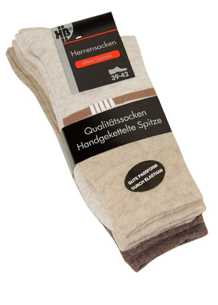 Herrensocken Beige mit dezentem Motiv - 3 Paar - KB Socken