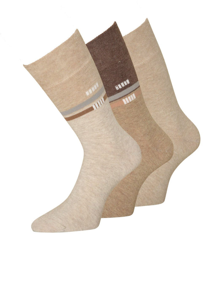 Herrensocken Beige mit dezentem Motiv - 3 Paar - KB Socken