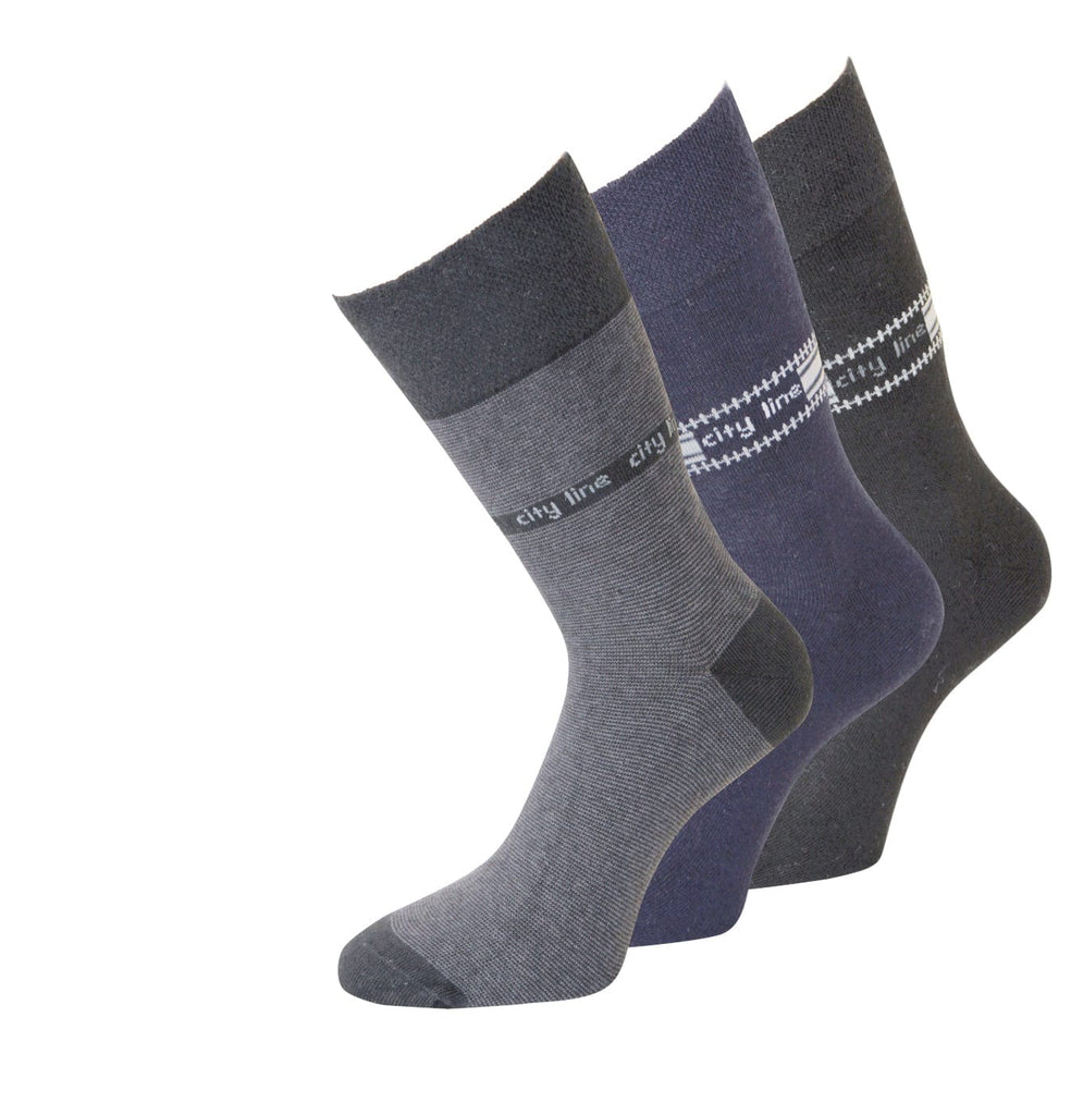 Herrensocken Blau mit Motiv "City Line" - 3 Paar - KB Socken