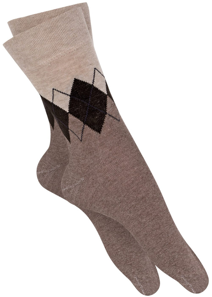 Herrensocken mit Rombenmotiv Braun - 3 Paar - KB Socken