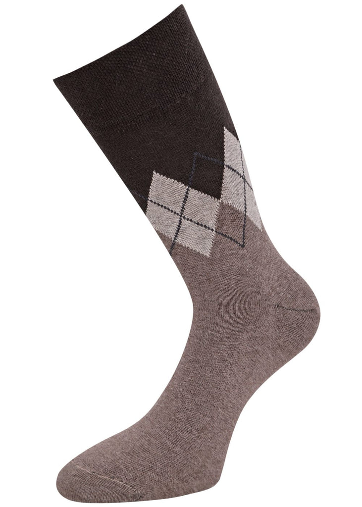Herrensocken mit Rombenmotiv Braun - 3 Paar - KB Socken