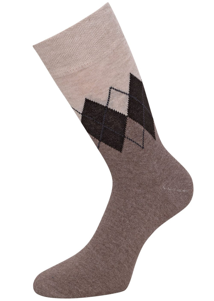 Herrensocken mit Rombenmotiv Braun - 3 Paar - KB Socken