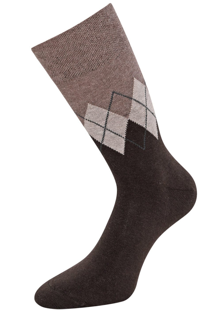 Herrensocken mit Rombenmotiv Braun - 3 Paar - KB Socken