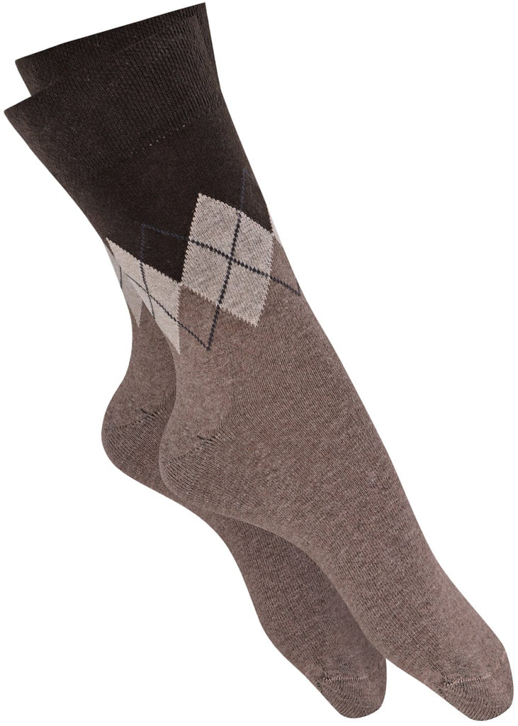 Herrensocken mit Rombenmotiv Braun - 3 Paar - KB Socken