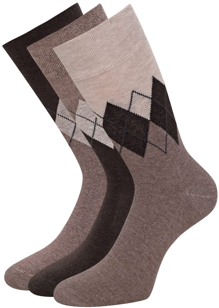 Herrensocken mit Rombenmotiv Braun - 3 Paar - KB Socken