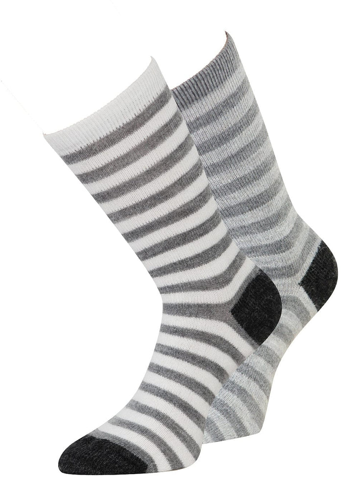 KB Alpakasocken 35-38 / grau Alpaka Ringelsocken grau - 2 Paar