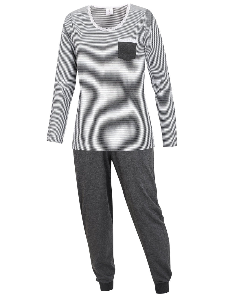 KB Schlafanzug Damen S / grau Damen Schlafanzug Hausanzug - 100% Baumwolle