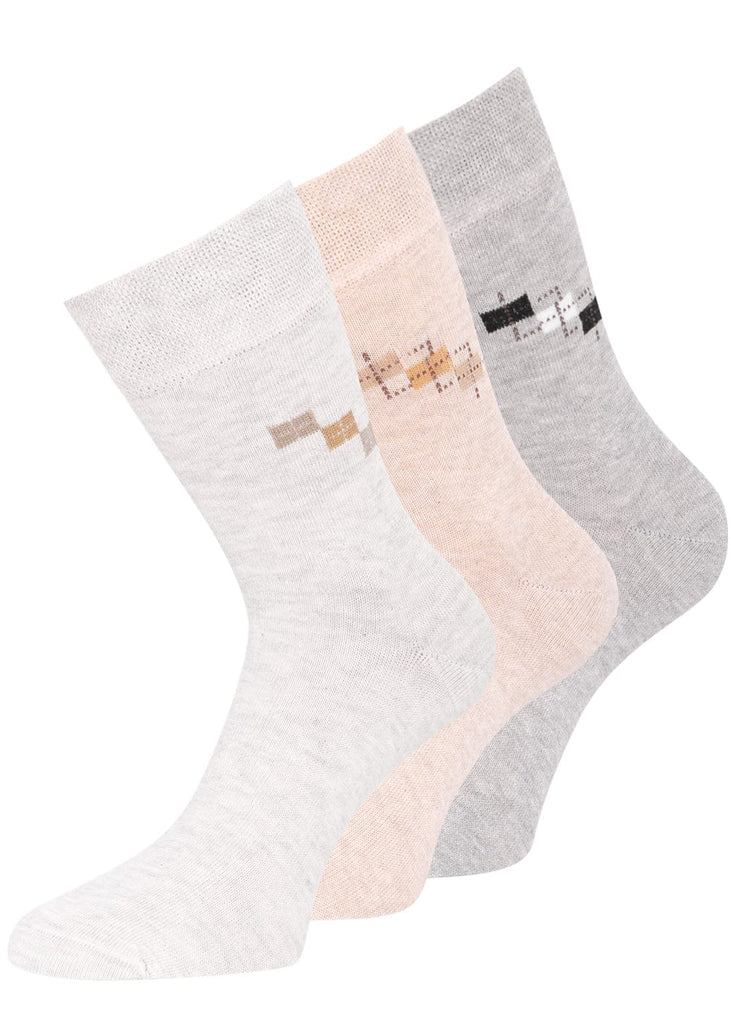KB Socken 35-38 / mehrfarbig Damensocken mit dezentem Rechteckmotiv - 6 Paar