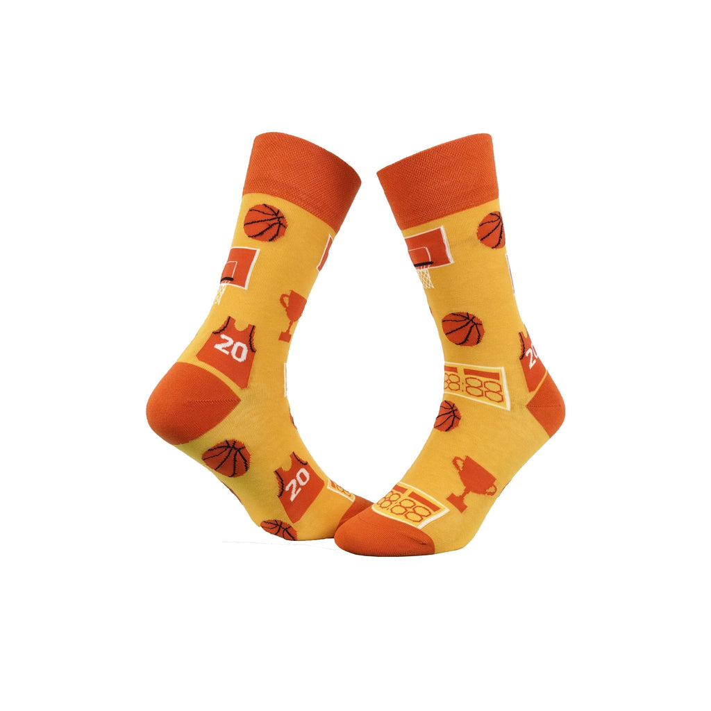 KB Socken 35-38 / orange Socken mit Basketballmotiv - 1 Paar