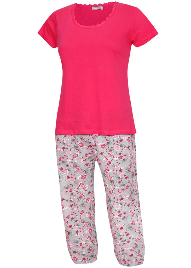 KB Socken S / Pink Damen Schlafanzug Caprilänge