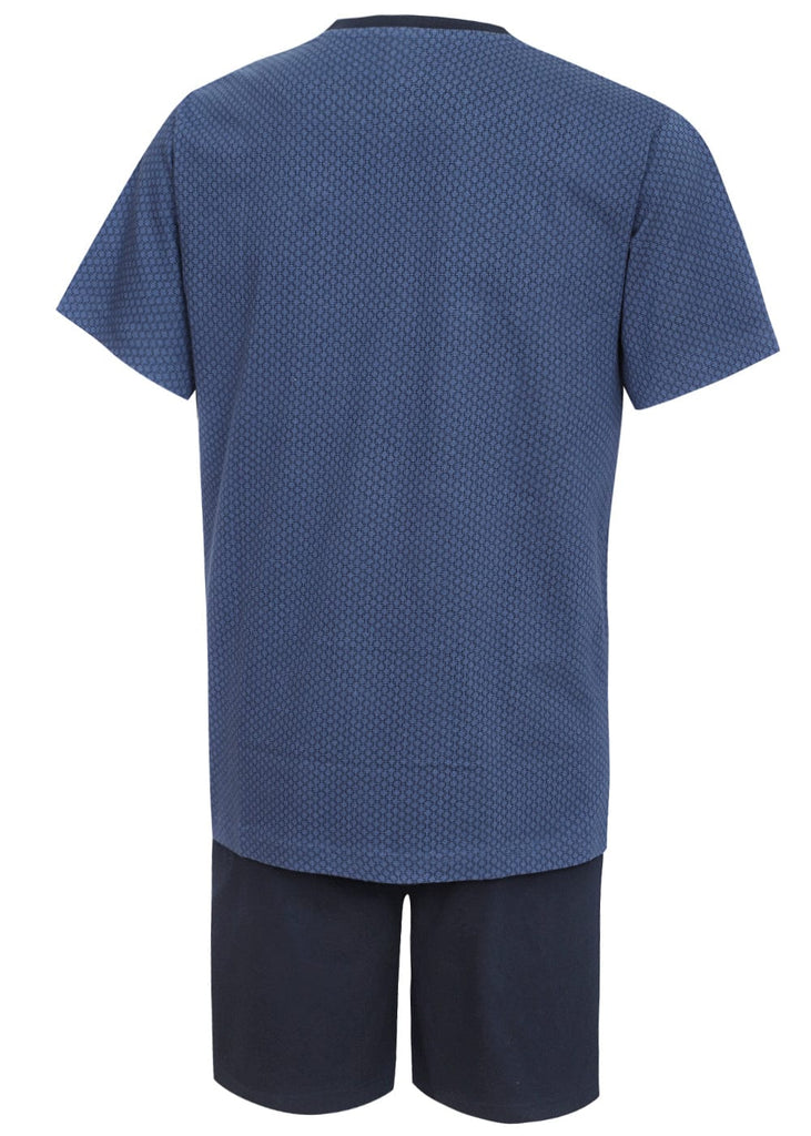 Moonline Nightwear Schlafanzug Herren Herren Schlafanzug kurz blau - 100% Baumwolle