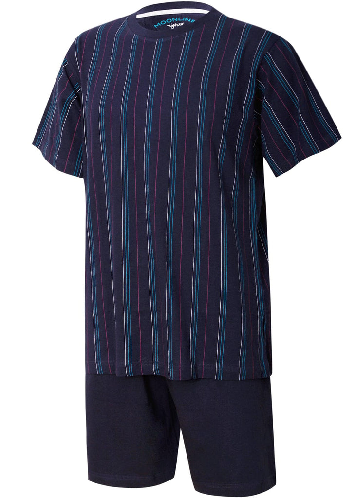 Moonline Nightwear Schlafanzug Herren Herren Schlafanzug kurz schwarz - 100% Baumwolle