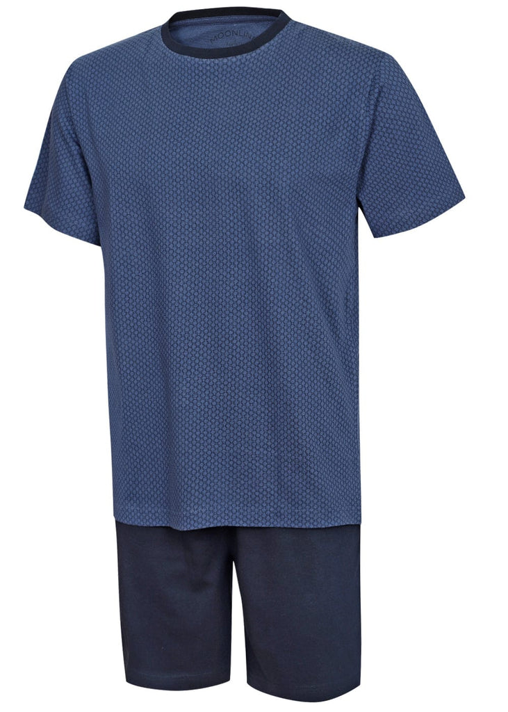 Moonline Nightwear Schlafanzug Herren M / blau Herren Schlafanzug kurz blau - 100% Baumwolle
