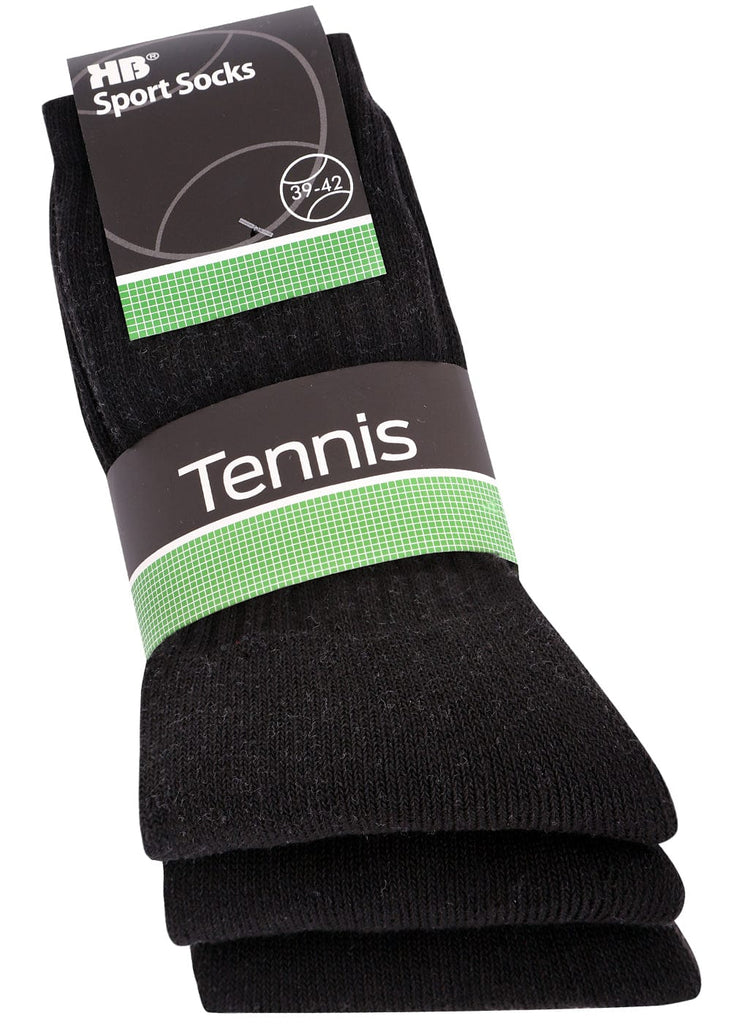 Tennissocken Sportsocken für Damen und Herren - 6 Paar schwarz - KB Socken