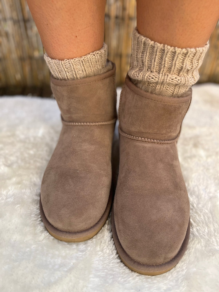 Warme Alpakasocken mit Umschlag – 2 Paar dickgestrickt in Grau für Damen - KB Socken