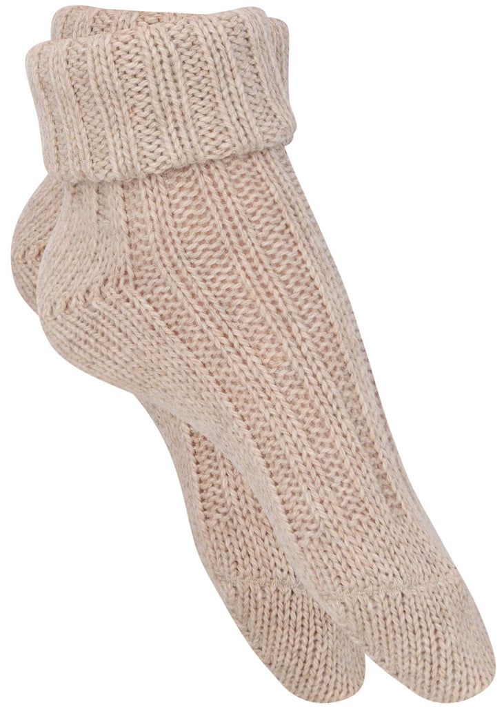 Warme Alpakasocken mit Umschlag – 2 Paar dickgestrickt in Grau für Damen - KB Socken