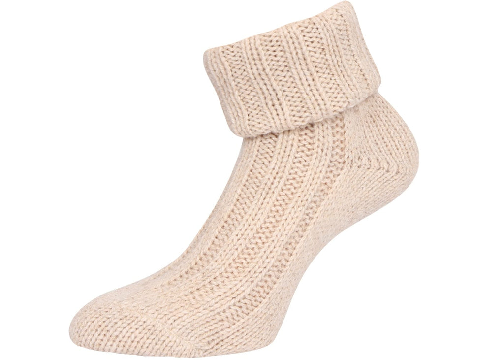 Warme Alpakasocken mit Umschlag – 2 Paar dickgestrickt in Grau für Damen - KB Socken